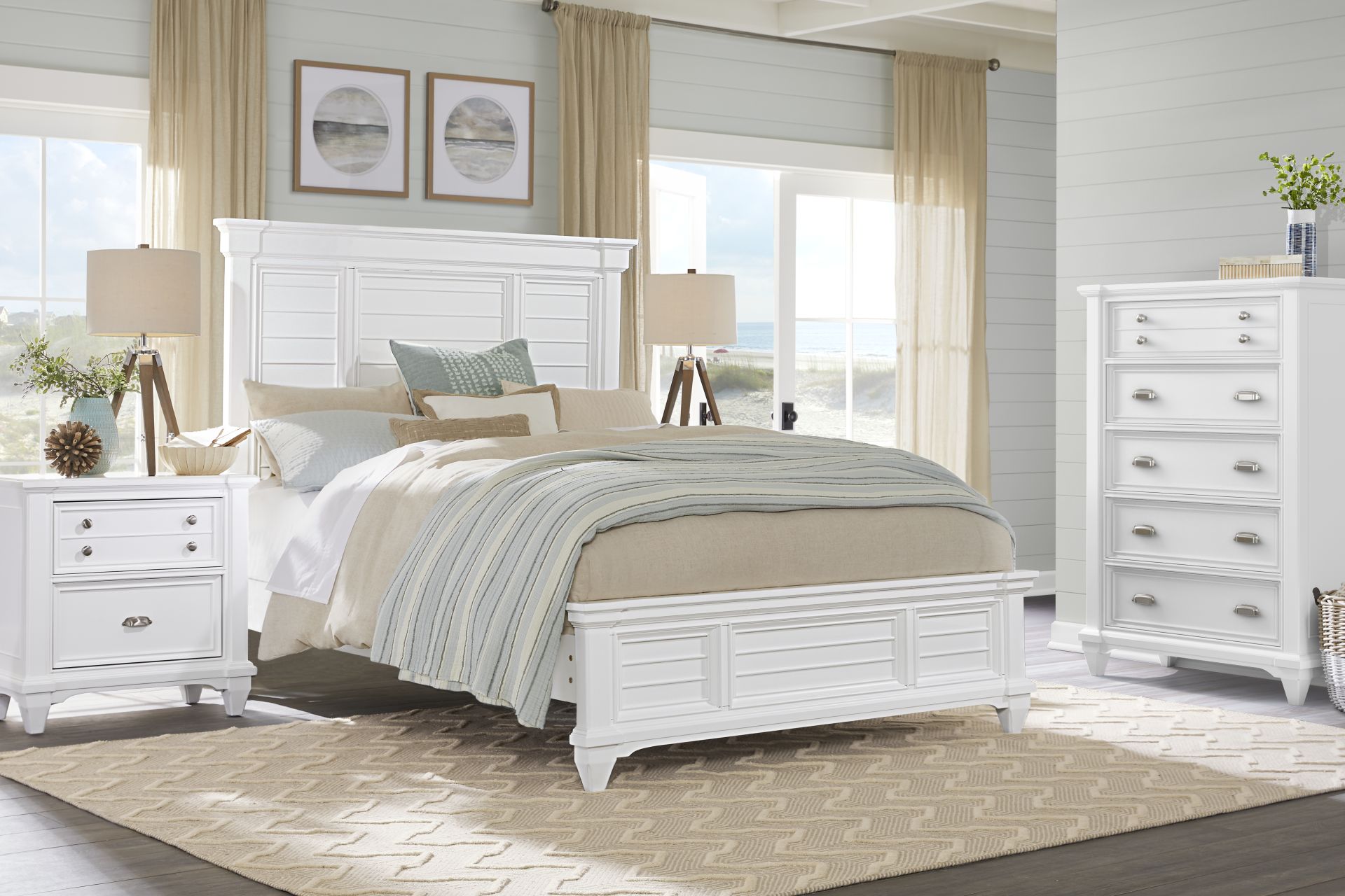 Hilton Head White 5 Pc Queen Panel Bedroom - Image 1