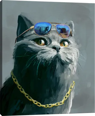 Kids Hipster Kitty I Gray Artwork