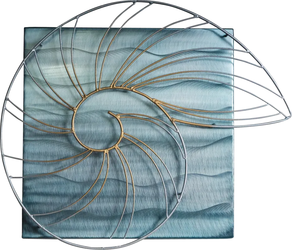 Nautilus Shell Blue Outdoor Wall Art