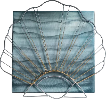 Scallop Shell Blue Outdoor Wall Art