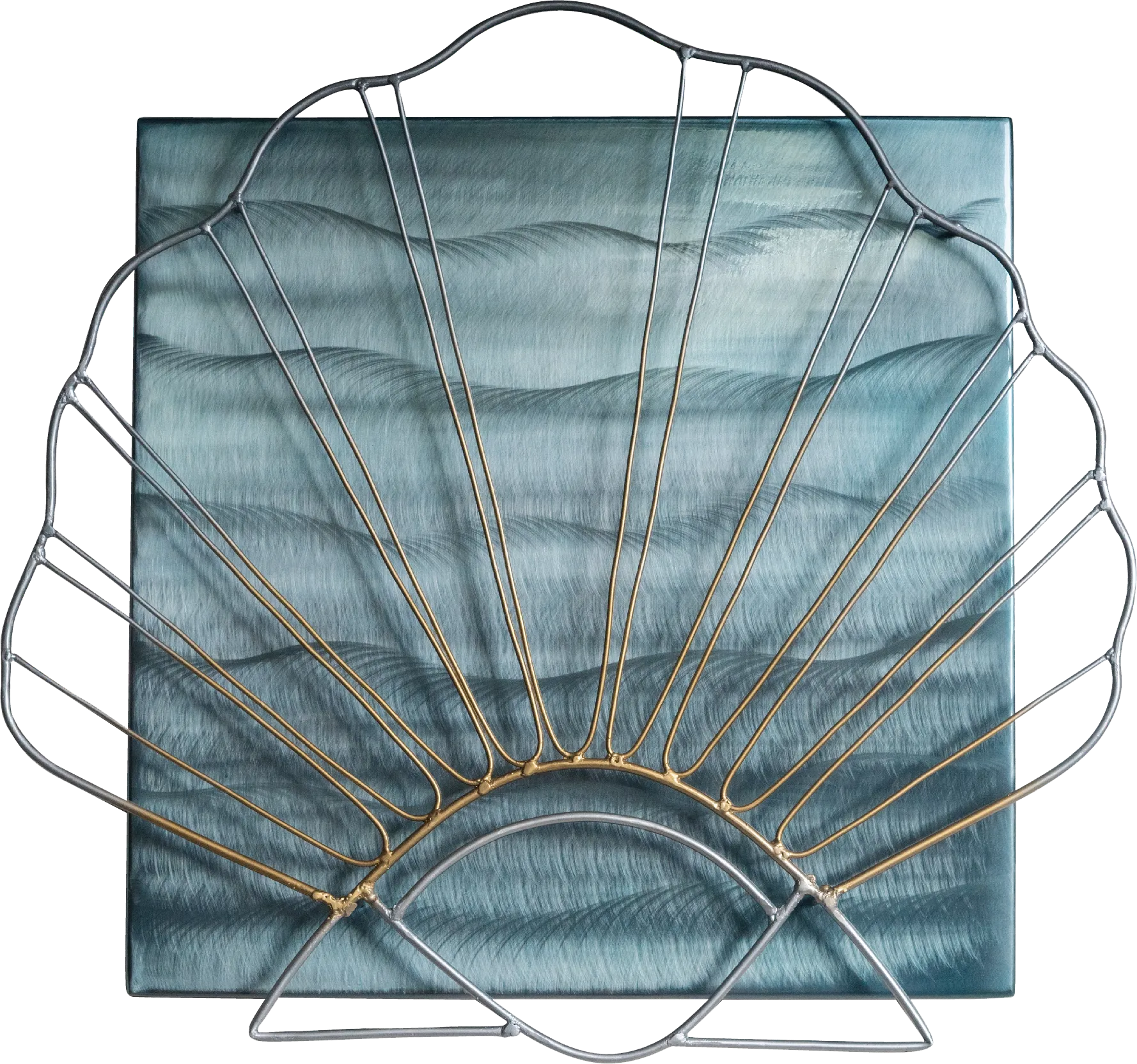 Scallop Shell Blue Outdoor Wall Art - Image 1