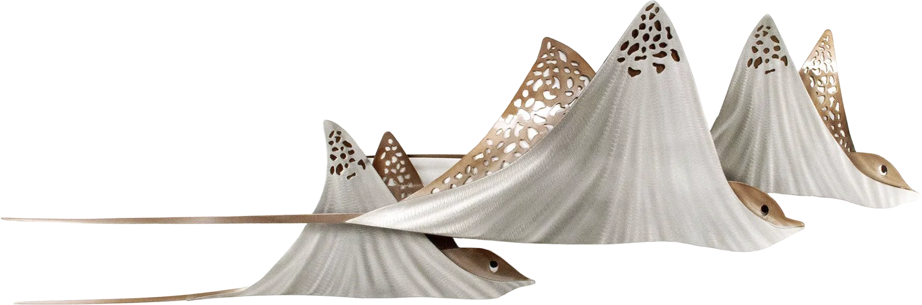 Stingray Family Silver Outdoor Wall Art