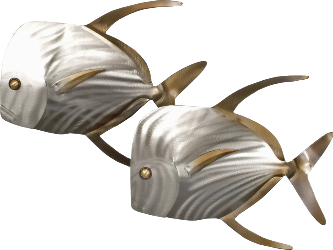 Left Lookdown Fish Silver Outdoor Wall Art