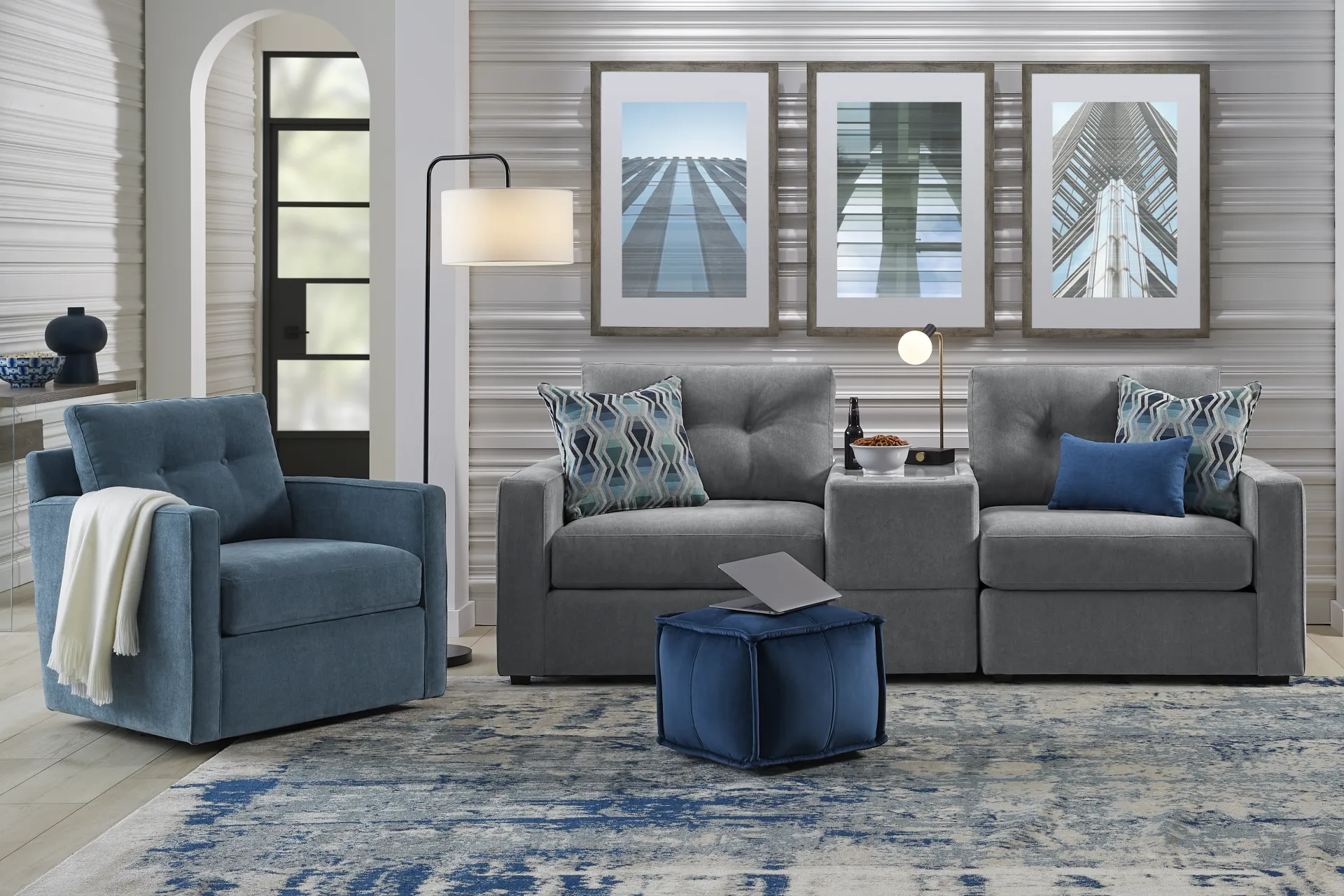 Gray 3 Pc Power Reclining ModularOne with Media Console - Image 1