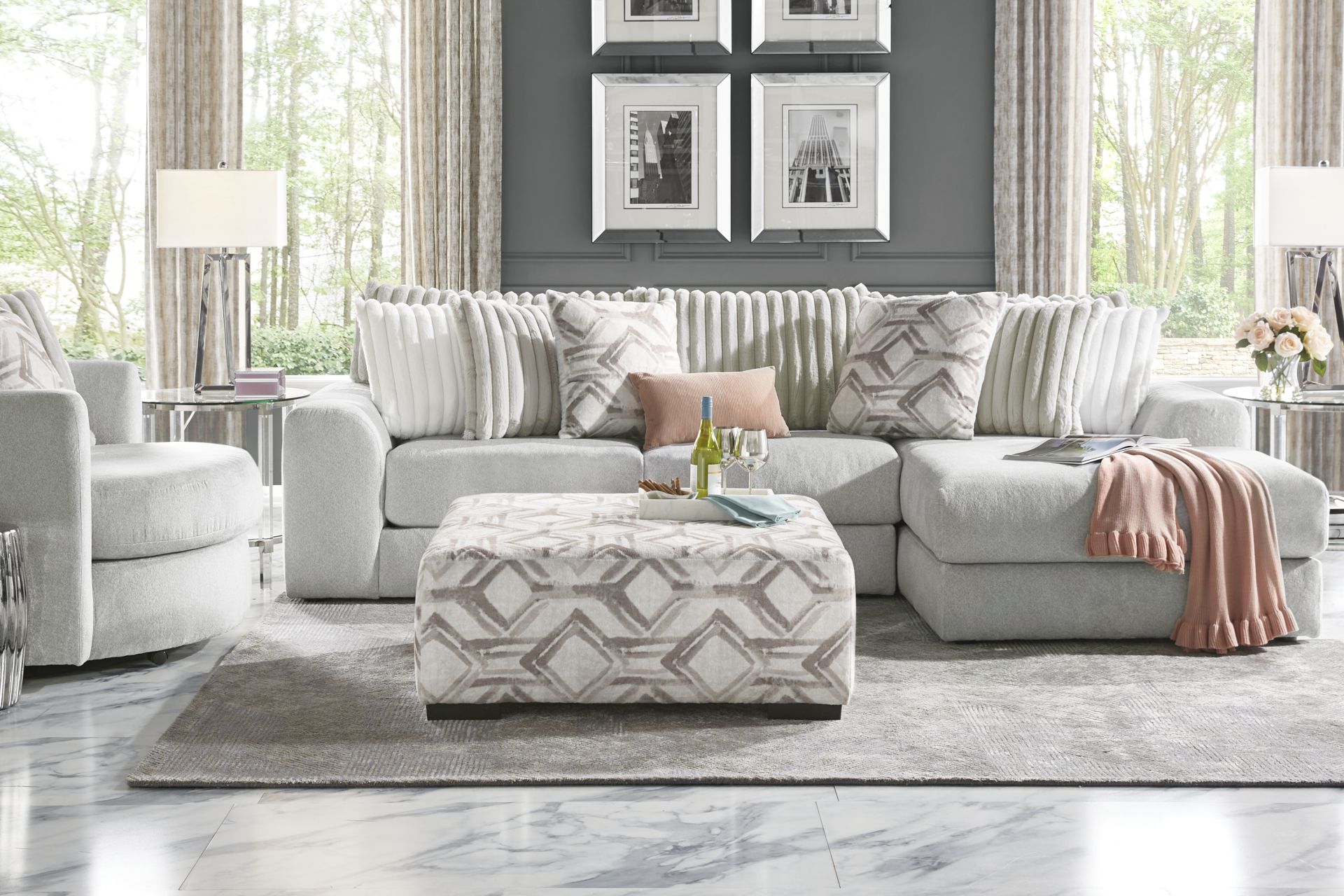 Moreau Street Gray 5 pc Sectional Living Room - Image 1