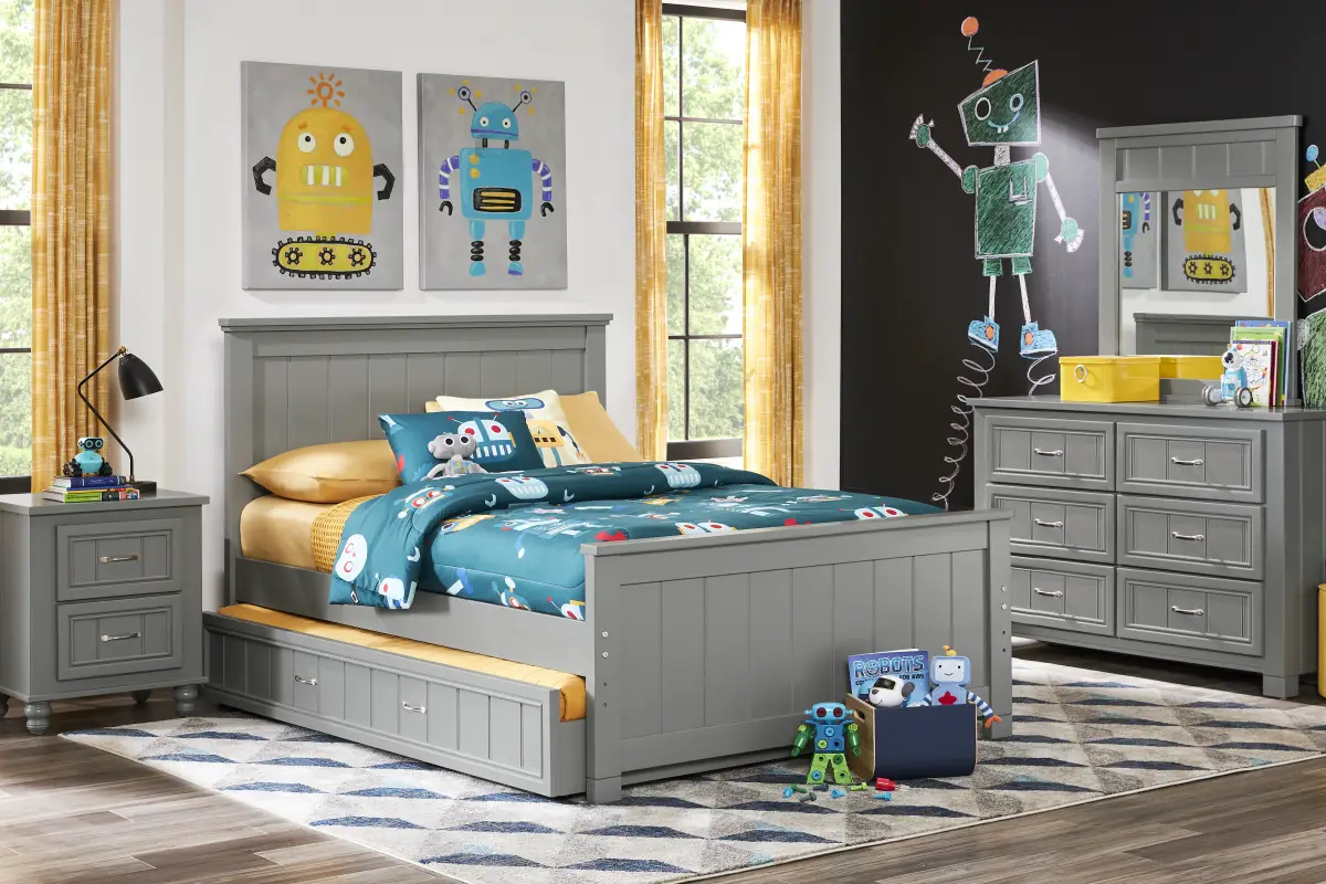 Kids Cottage Colors Gray Full Panel Bed