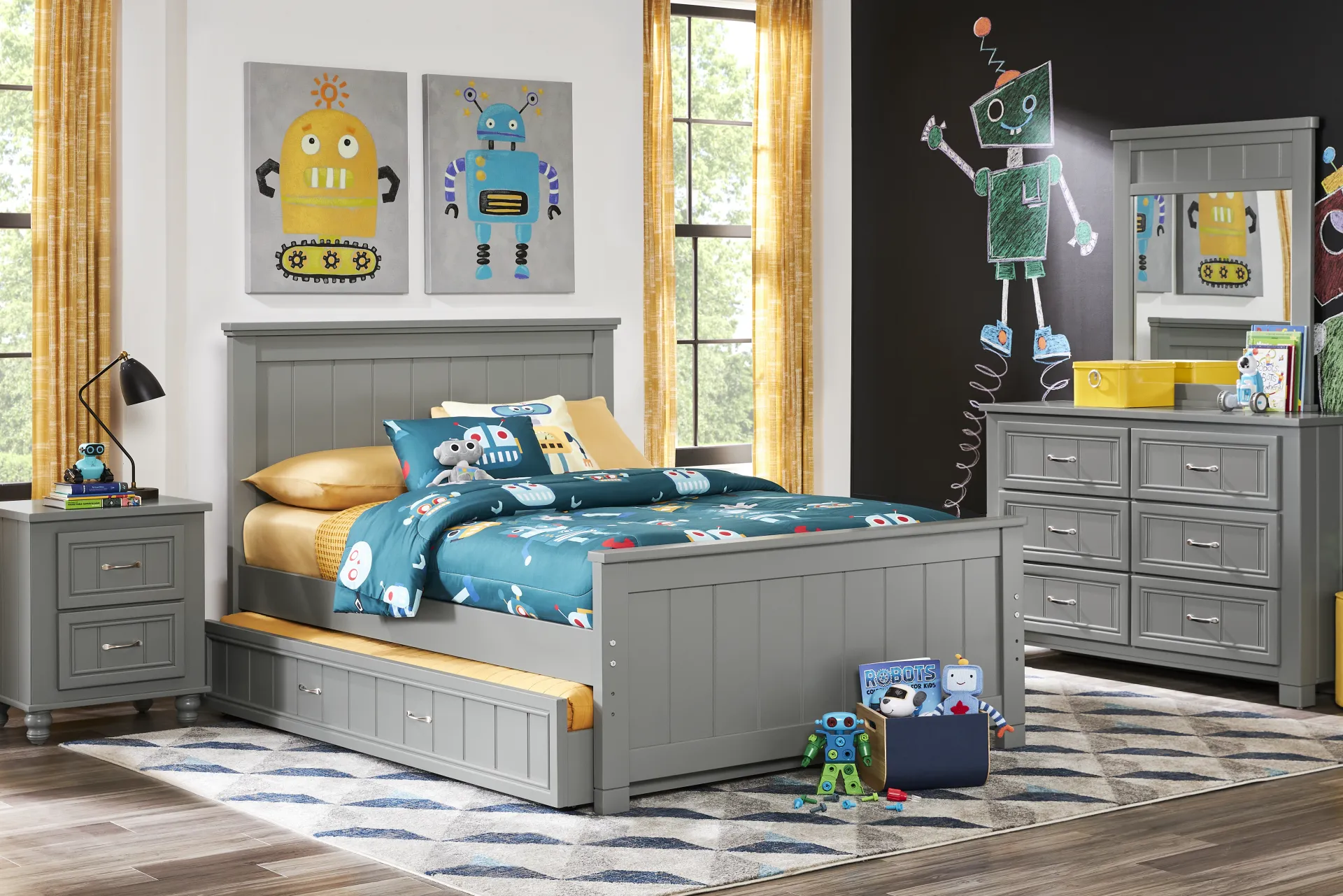 Kids Cottage Colors Gray 5 Pc Full Panel Bedroom - Image 3