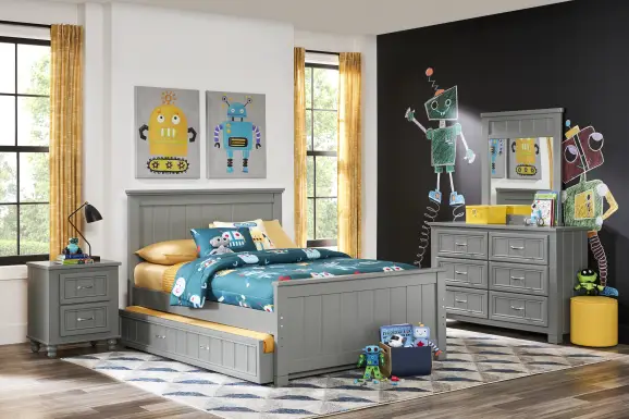 Kids Cottage Colors Gray Full Panel Bed