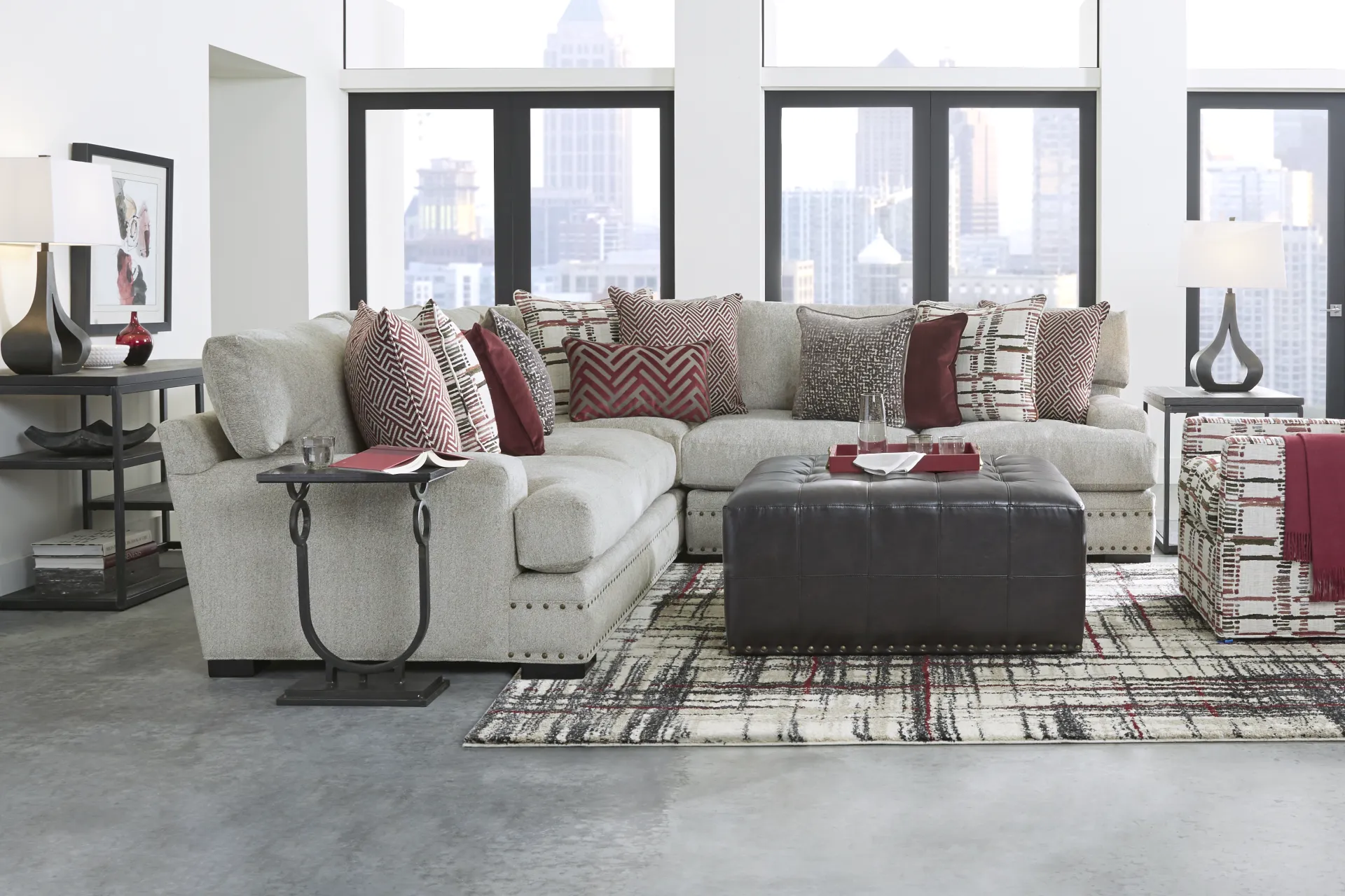 Tribeca Loft Beige 3 Pc Sectional - Image 1