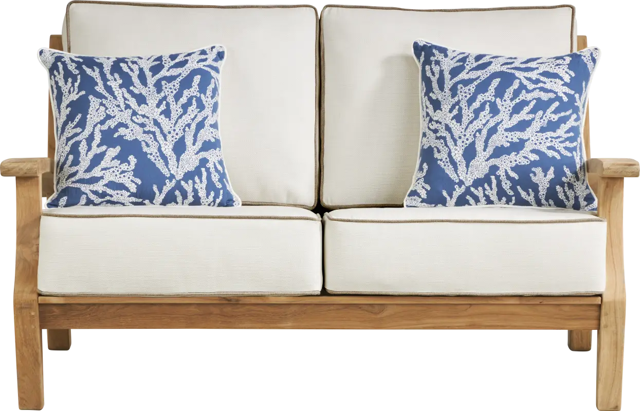 Pleasant Bay Teak Outdoor Loveseat with Vapor Cushions