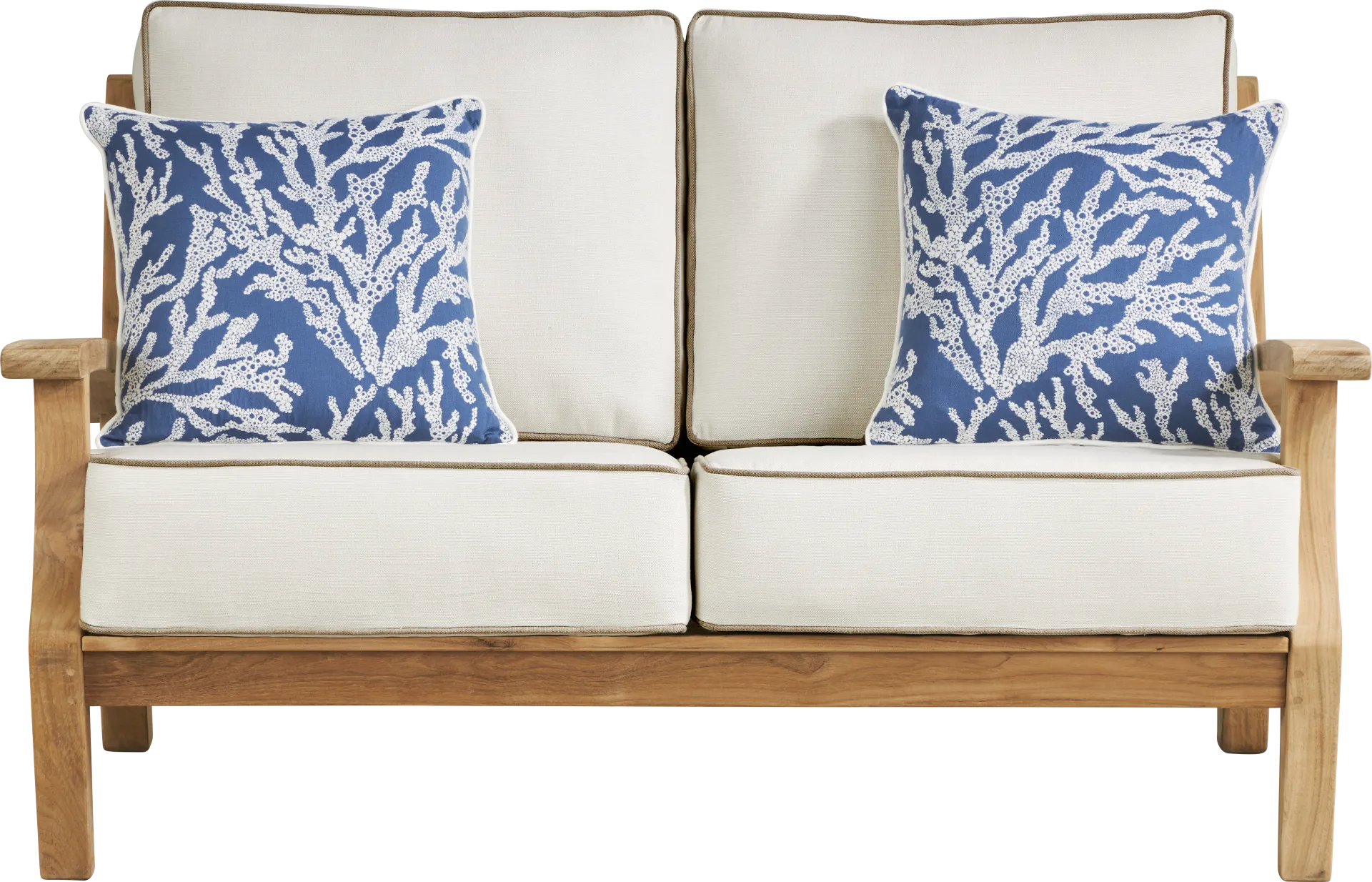 Pleasant Bay Teak Outdoor Loveseat with Vapor Cushions - Image 2