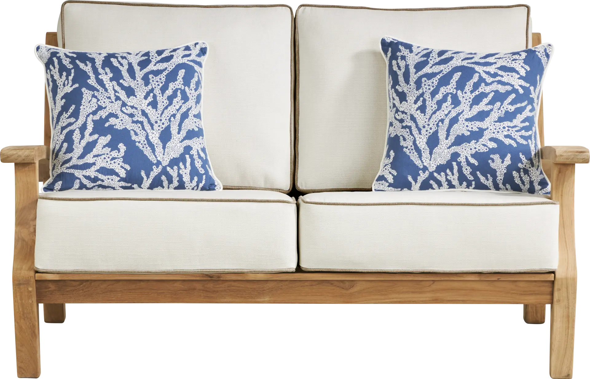 Pleasant Bay Teak Outdoor Loveseat with Vapor Cushions