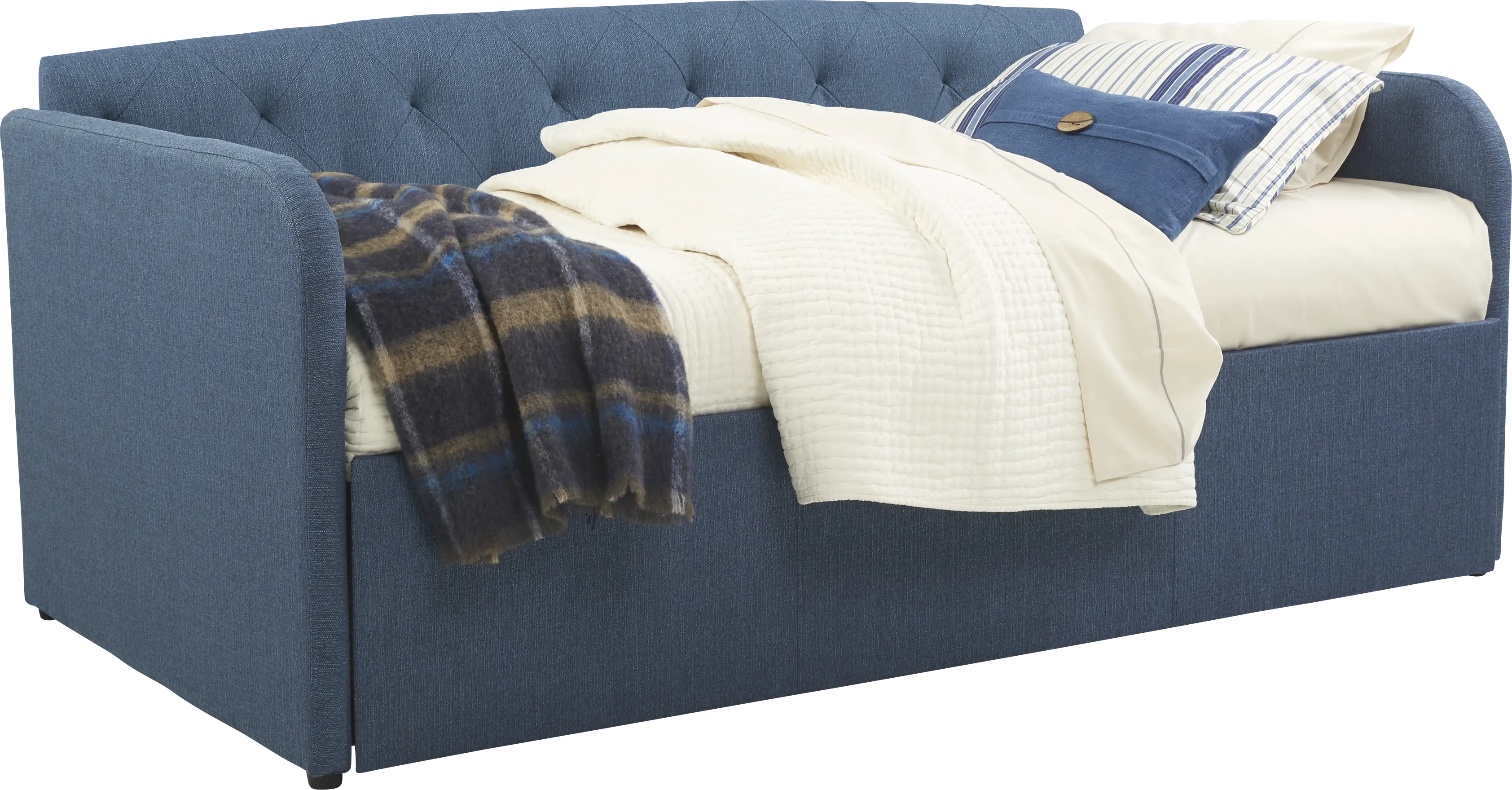 Lanie Blue Tufted Daybed with Trundle - Thumbnail - Image 1