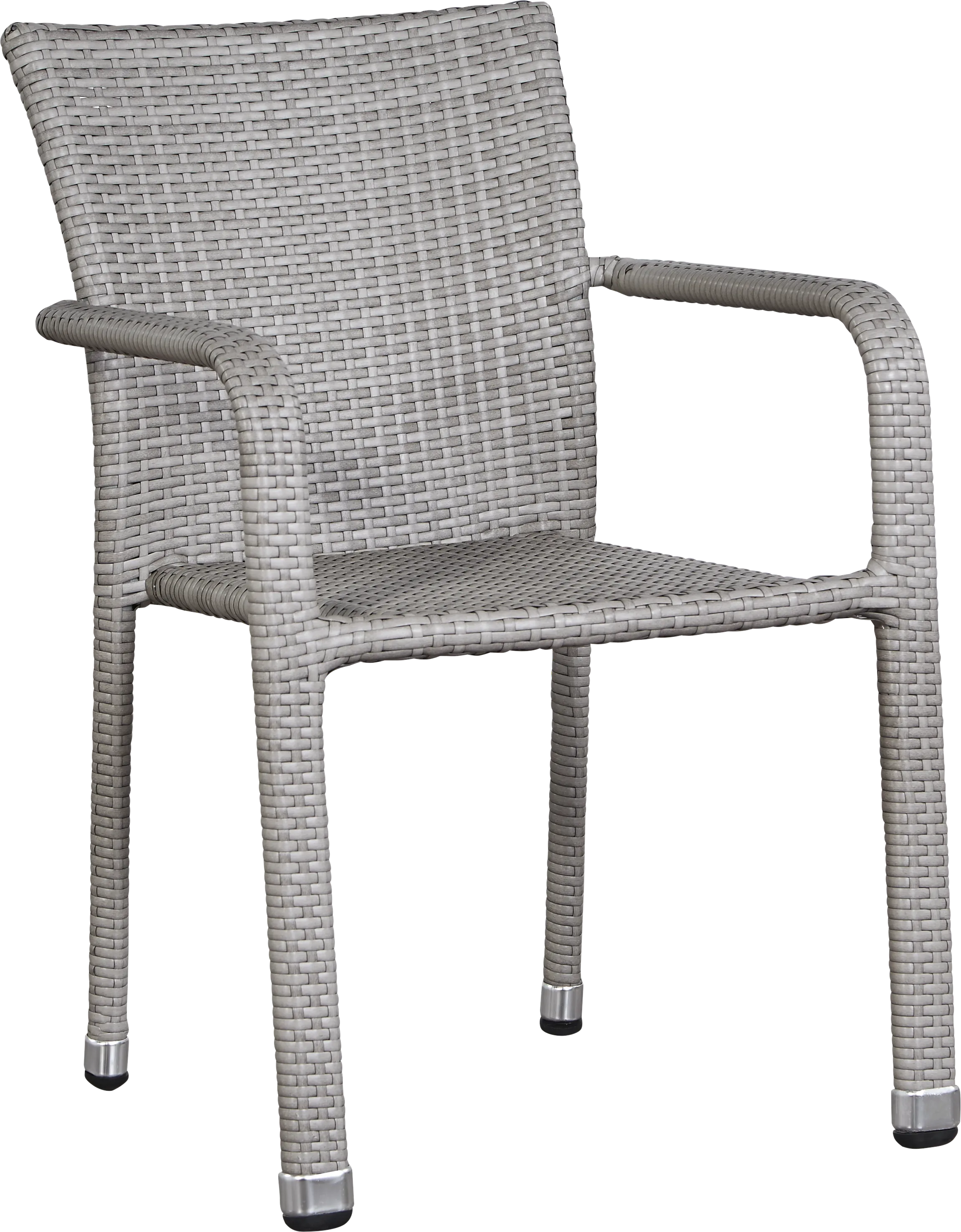 Bay Terrace Gray Wicker Square Back Outdoor Arm Chair - Thumbnail - Image 1