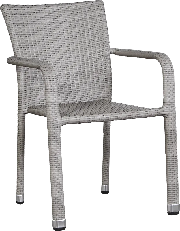 Bay Terrace Gray Wicker Square Back Outdoor Arm Chair