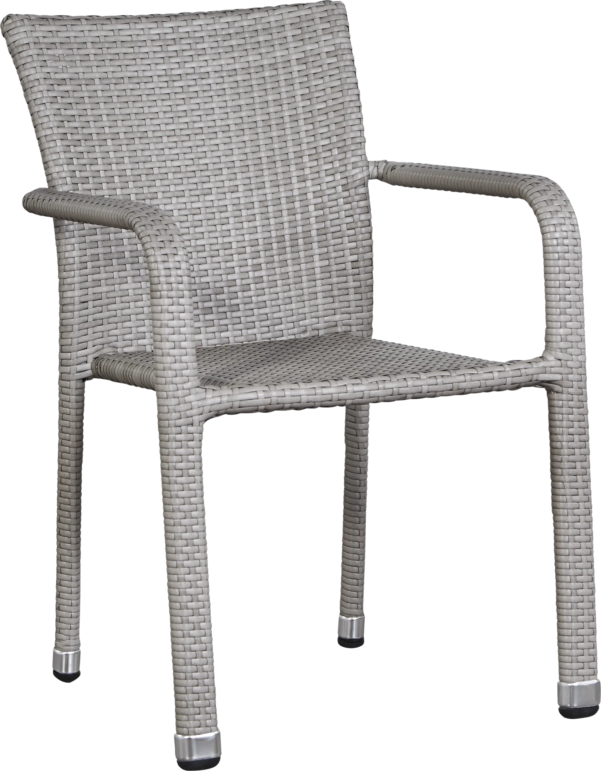Bay Terrace Gray Wicker Square Back Outdoor Arm Chair - Image 1