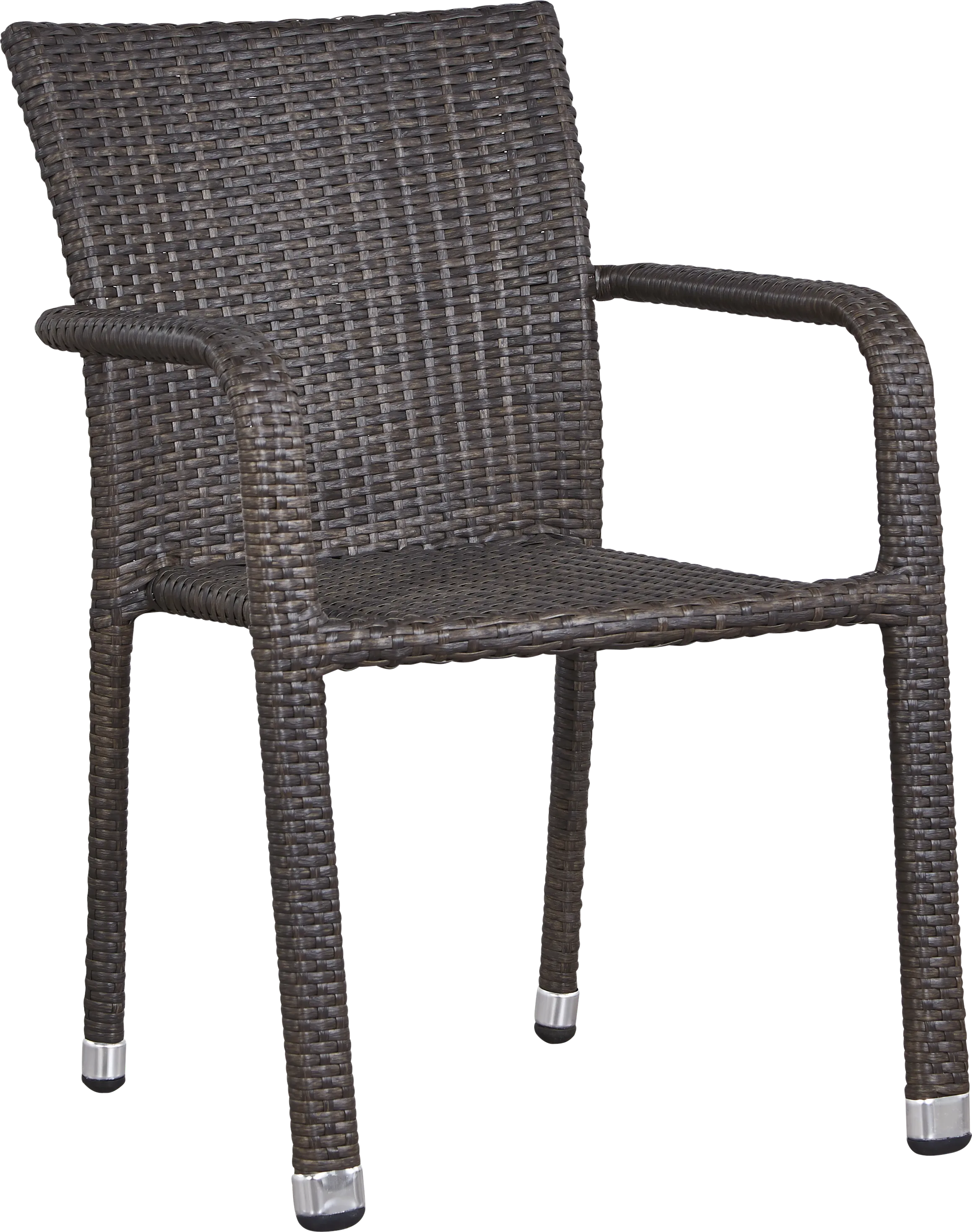 Bay Terrace Brown Wicker Square Back Outdoor Arm Chair - Thumbnail - Image 1