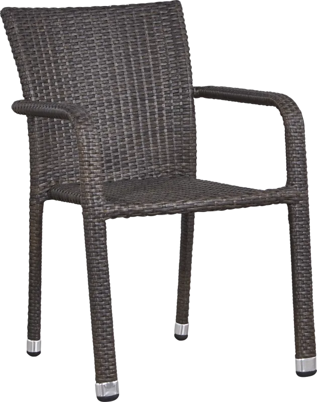 Bay Terrace Brown Wicker Square Back Outdoor Arm Chair