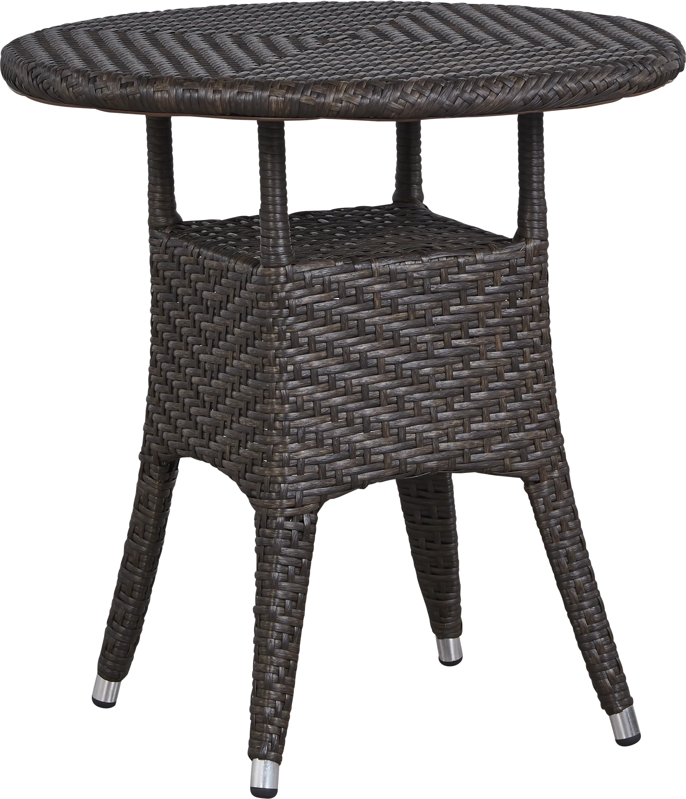 Bay Terrace Brown Wicker 28 in. Round Outdoor Dining Table - Thumbnail - Image 1