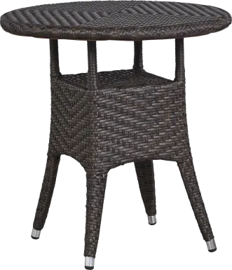 Bay Terrace Brown Wicker 28 in. Round Outdoor Dining Table