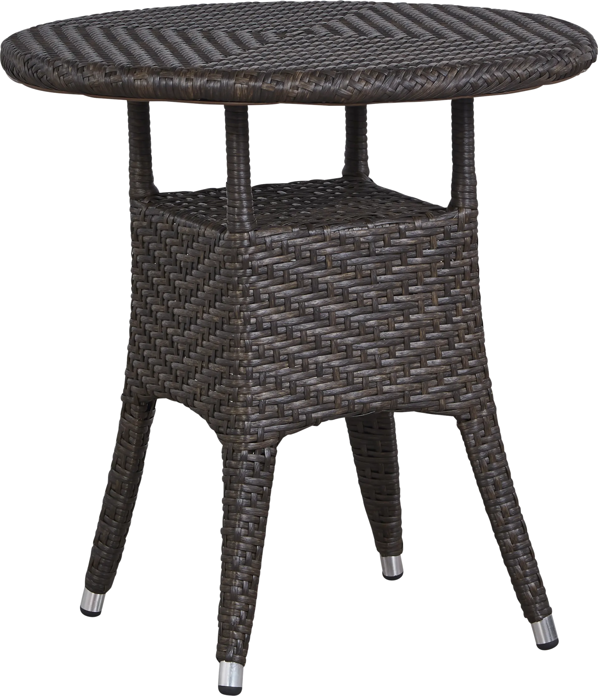 Bay Terrace Brown Wicker 28 in. Round Outdoor Dining Table - Image 1