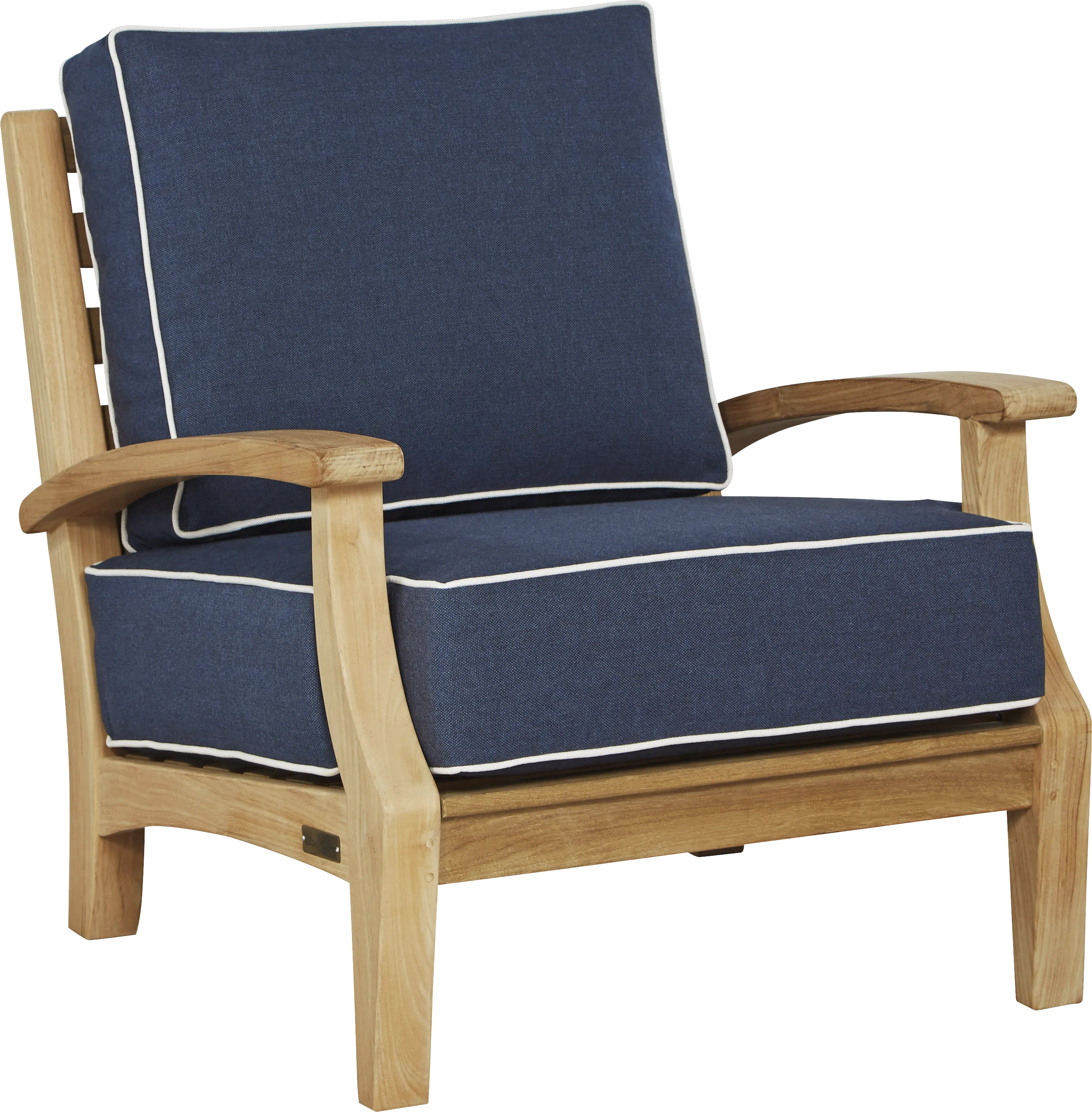 Pleasant Bay Teak 3 Pc Outdoor Seating Set with Indigo Cushions - Thumbnail - Image 4