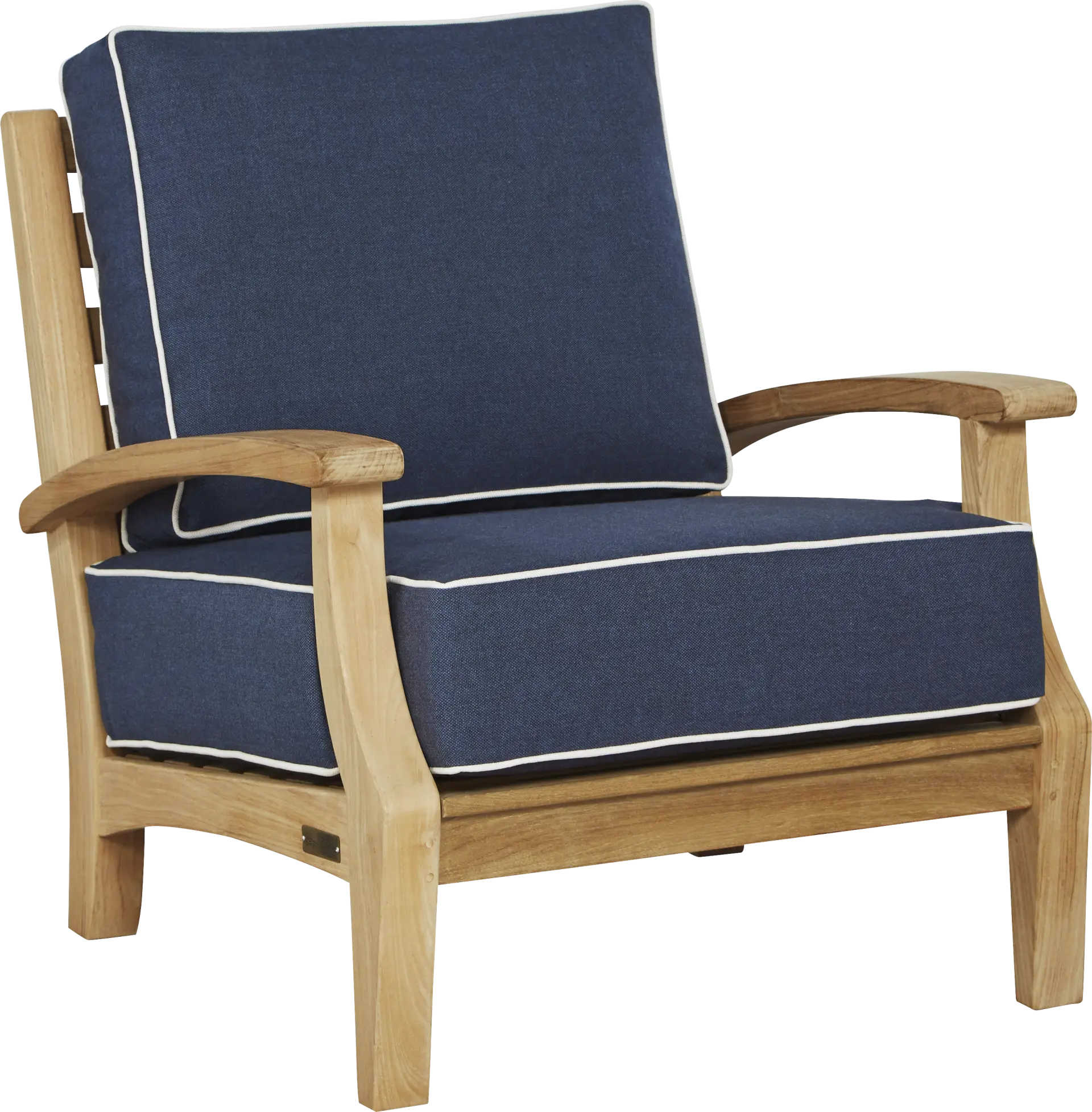 Pleasant Bay Teak Outdoor Chair with Indigo Cushions