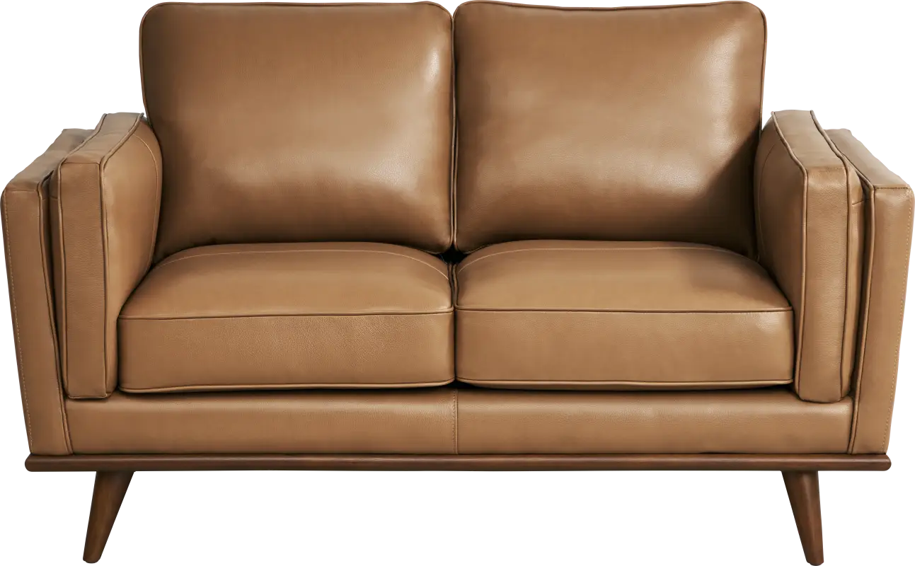 Cassina Way Caramel Leather Loveseat