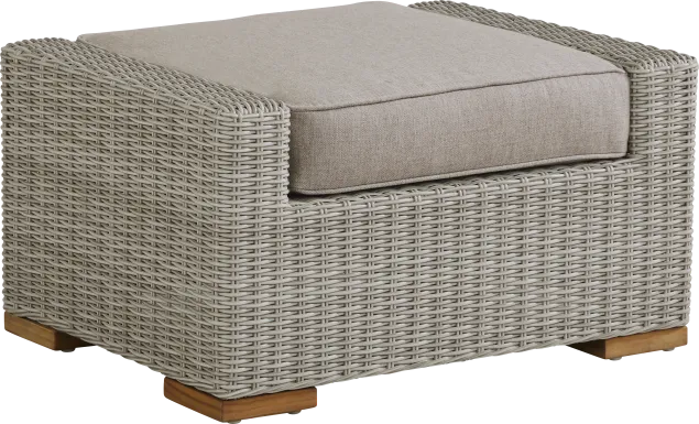 Patmos Gray Outdoor Ottoman with Mushroom Cushion
