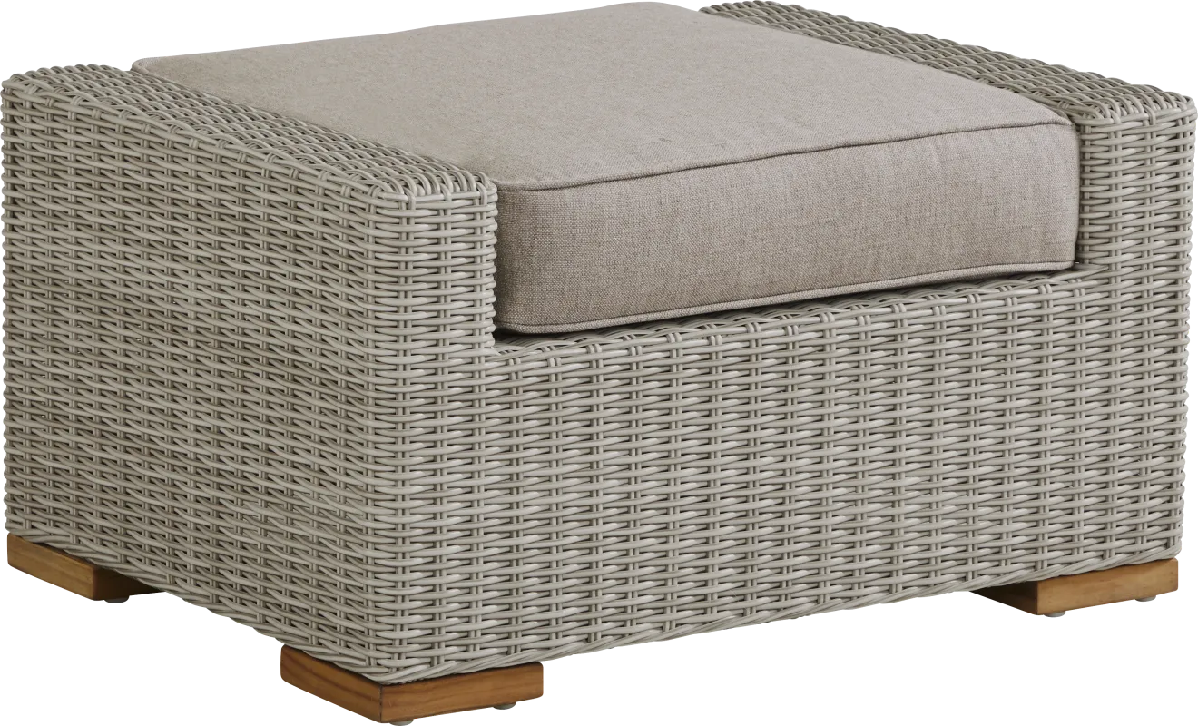 Patmos Gray Outdoor Ottoman with Mushroom Cushion