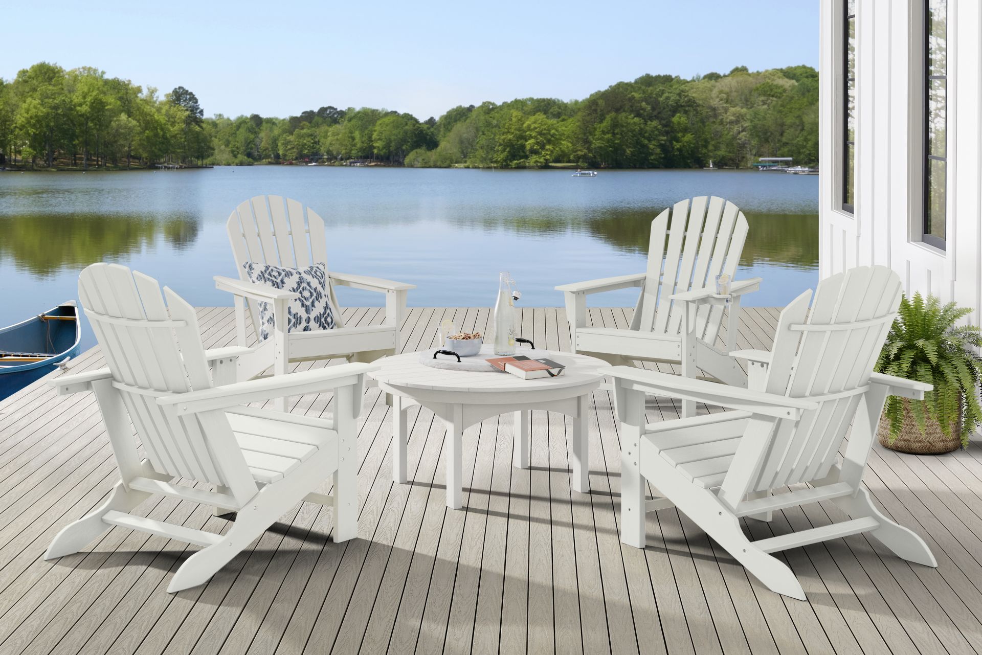 Addy White 4 Pc Outdoor Adirondack Chat Set - Image 1