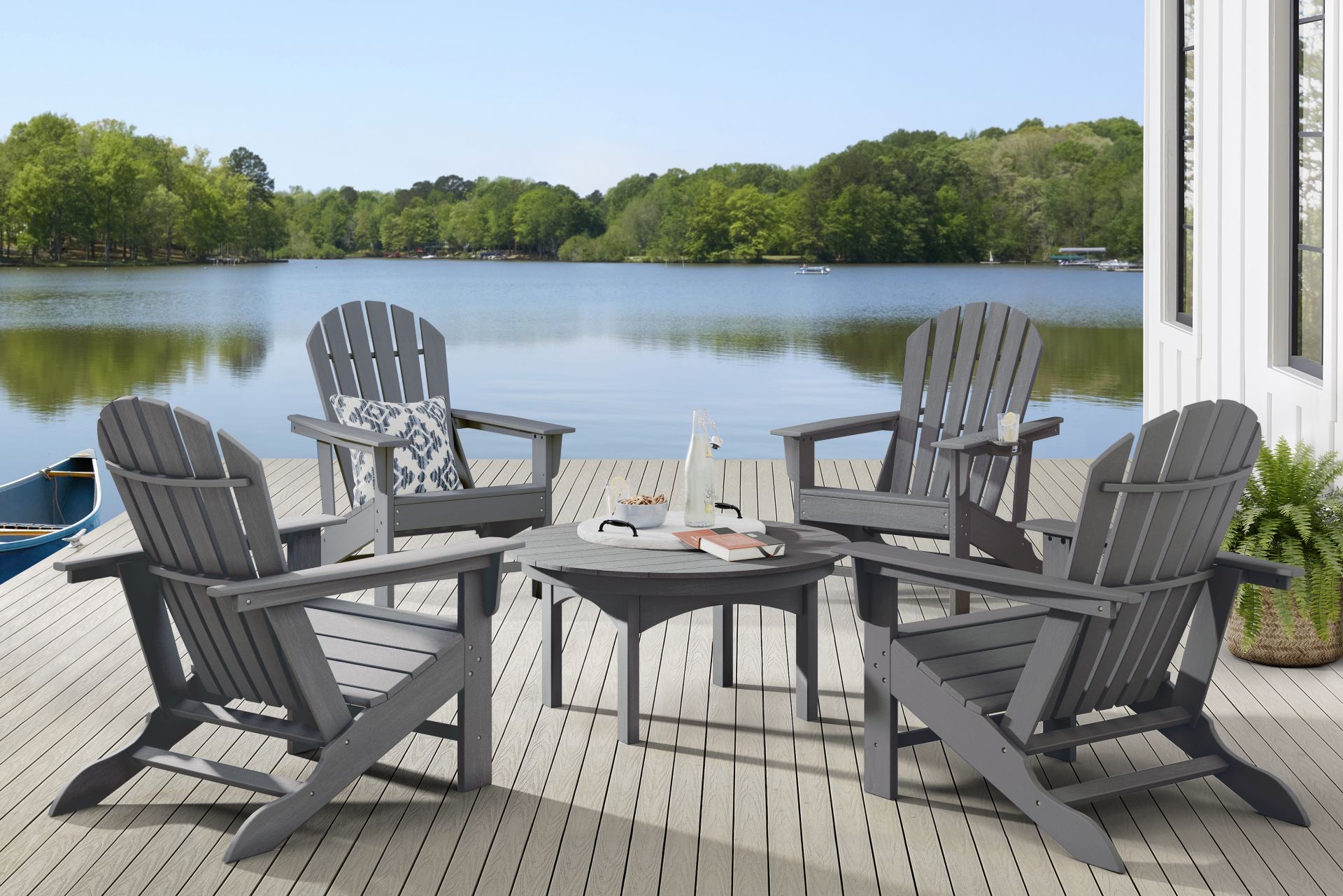 Addy Gray 5 Pc Round Outdoor Chat Seating Set - Image 1