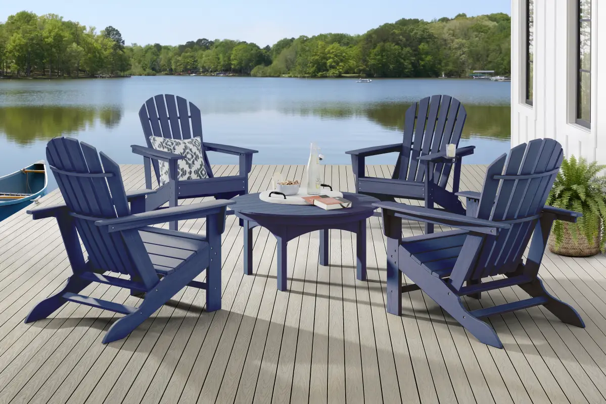 Addy Navy 5 Pc Round Outdoor Chat Seating Set