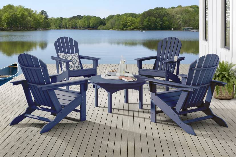Addy Navy 4 Pc Outdoor Adirondack Chat Set