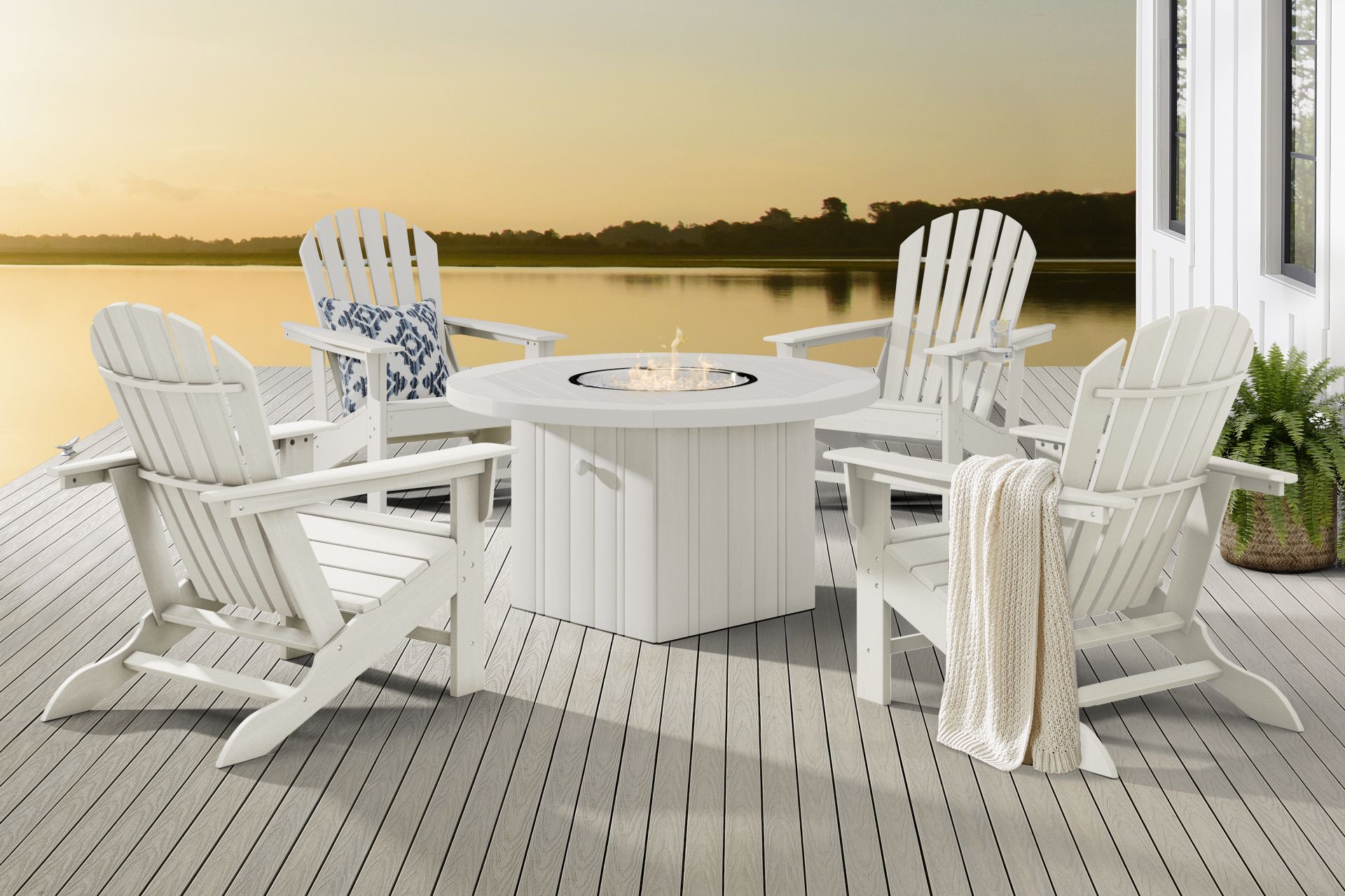 Addy White 5 Pc Outdoor Fire Pit Seating Set - Image 1