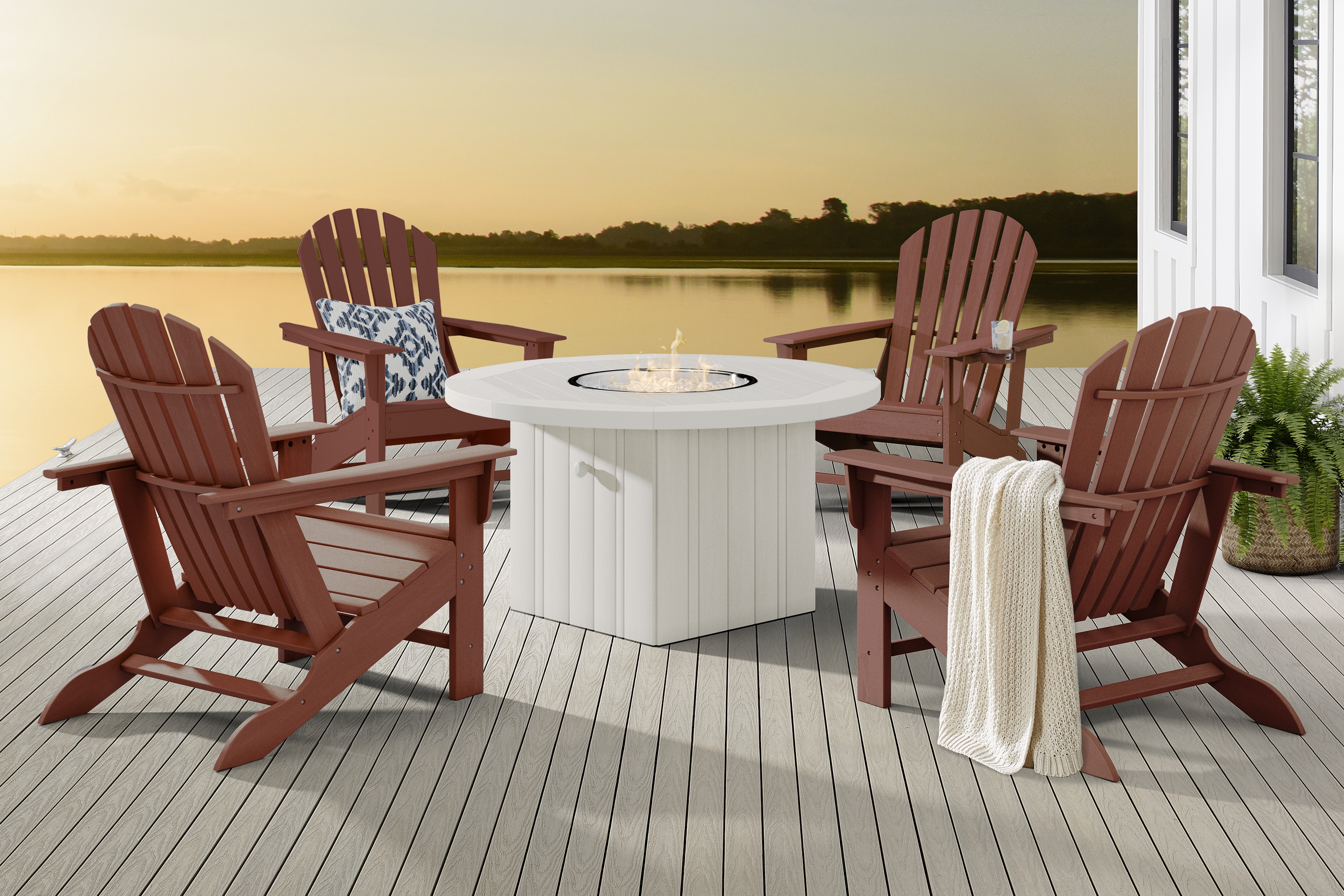 Addy Red 5 Pc Outdoor Fire Pit Seating Set - Thumbnail - Image 1