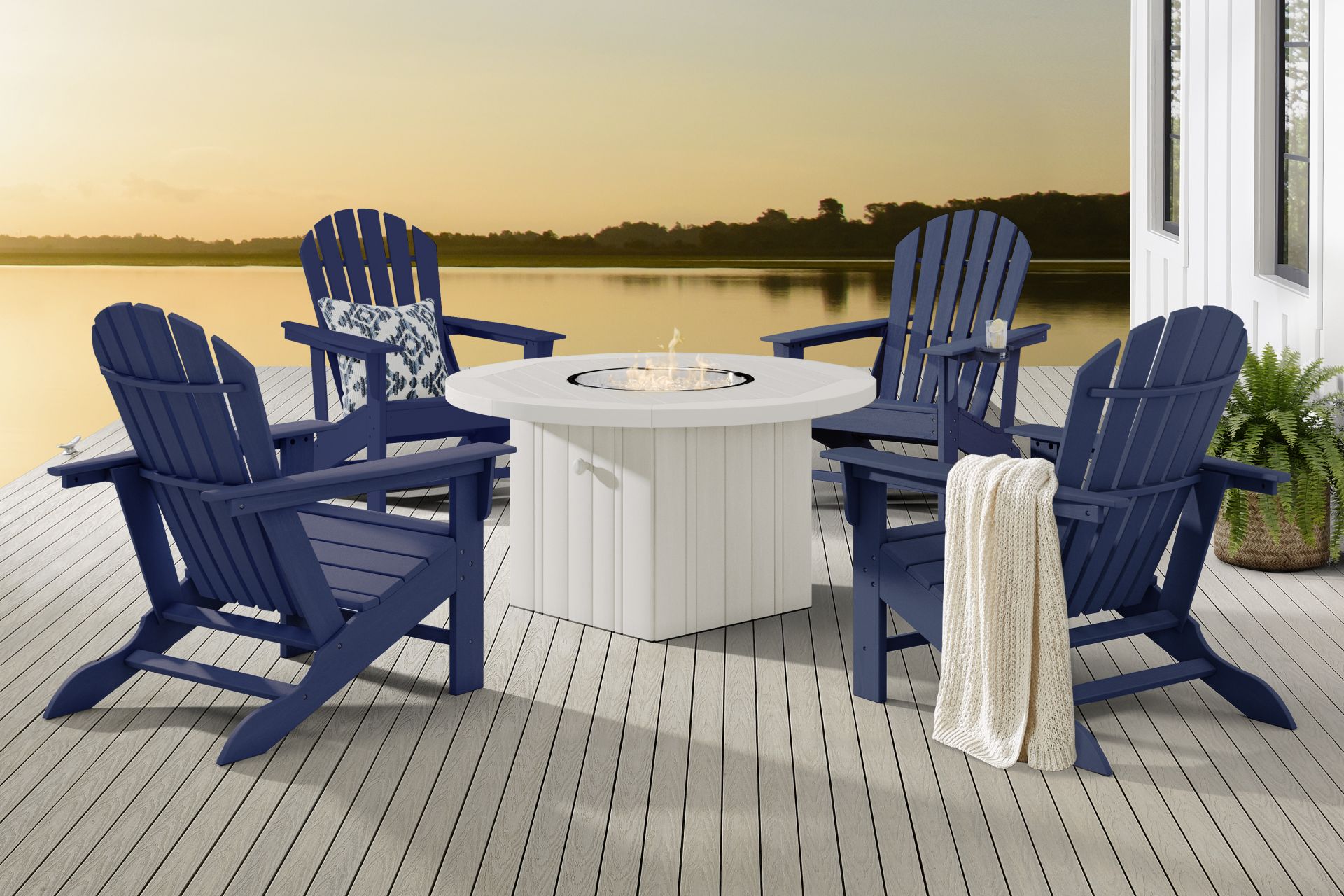 Addy Navy 5 Pc Outdoor Fire Pit Seating Set - Image 1