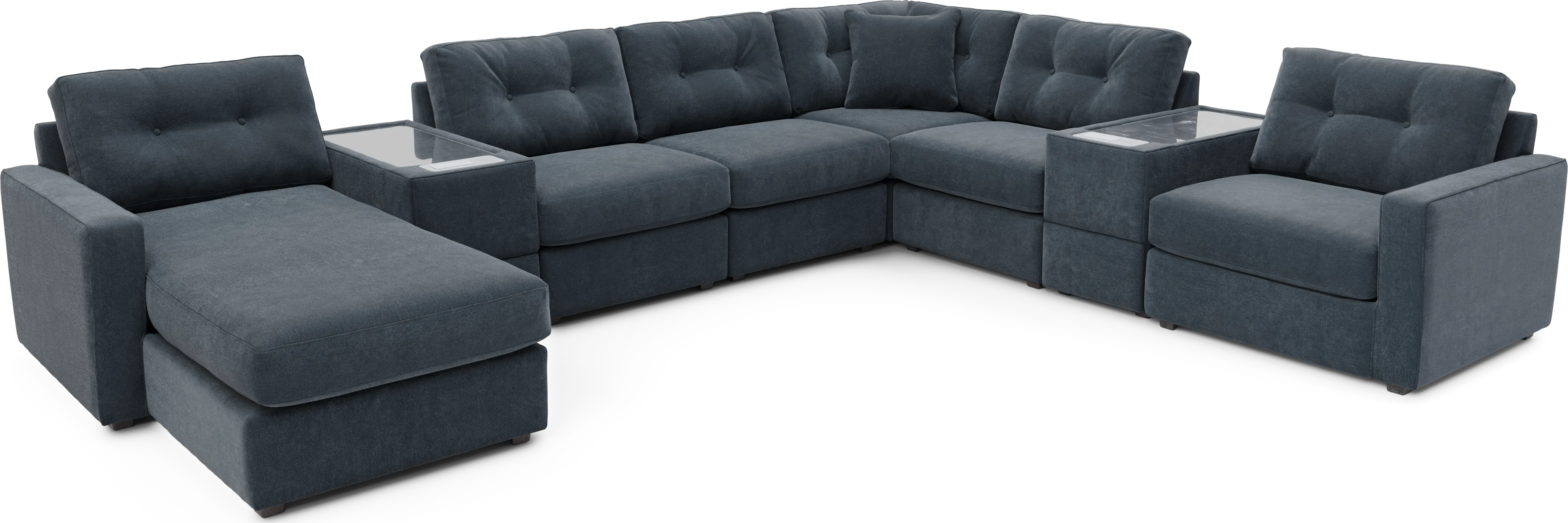 ModularOne Indigo 8 Pc Sectional with Media Consoles - Thumbnail - Image 1