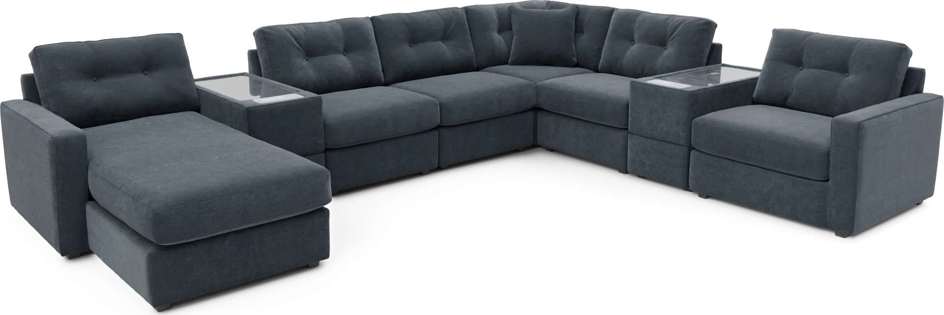 ModularOne Indigo 8 Pc Sectional with Media Consoles - Image 1
