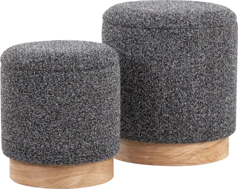 Shimoore Black Nesting Ottoman, Set of 2