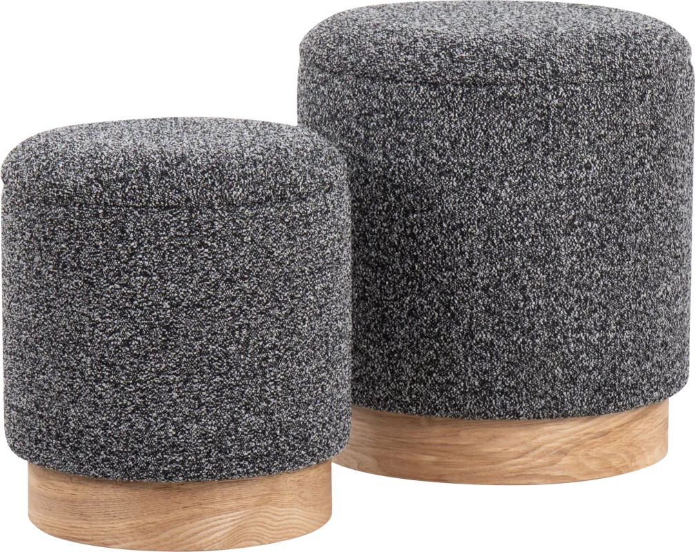 Shimoore Black Nesting Ottoman, Set of 2