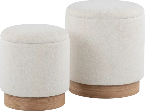Shimoore Cream Nesting Ottoman, Set of 2
