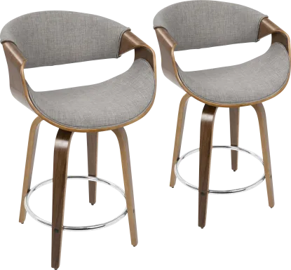 Mermod Gray Counter Height Stool, Set of 2