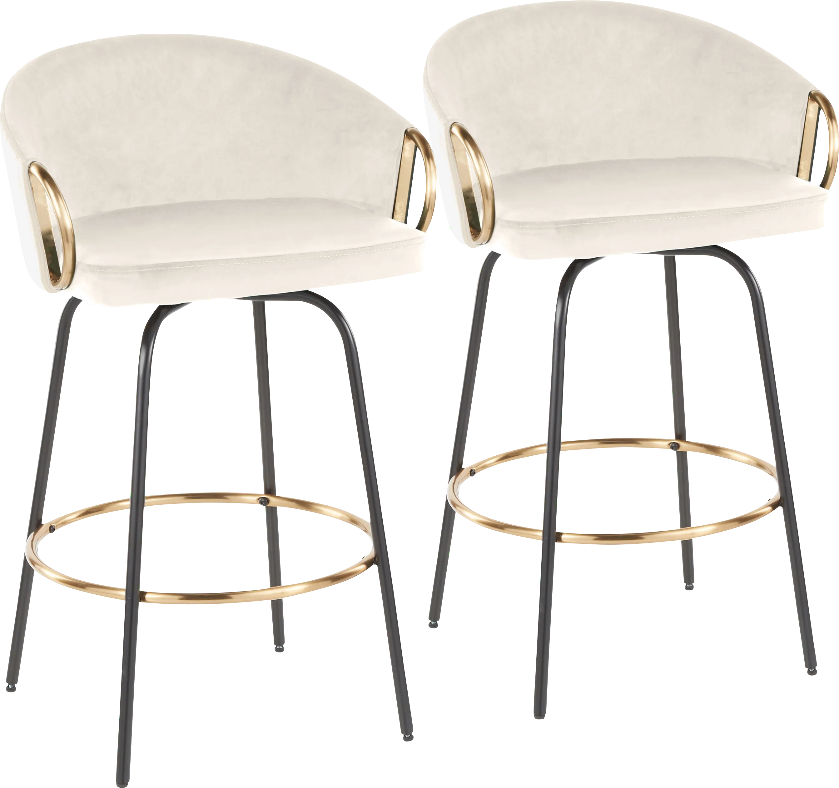 Zaharias Cream Swivel Counter Height Stool, Set of 2 - Thumbnail - Image 1