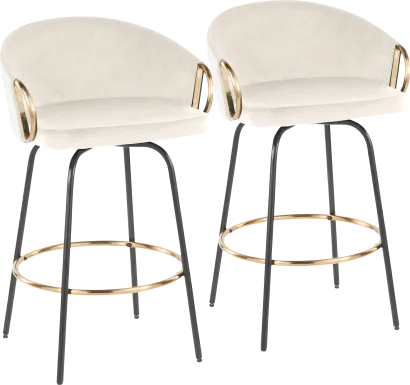 Zaharias Cream Swivel Counter Height Stool, Set of 2