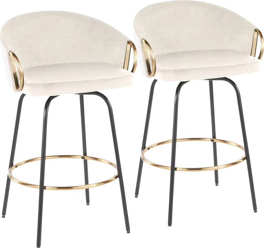 Zaharias Cream Swivel Counter Height Stool, Set of 2