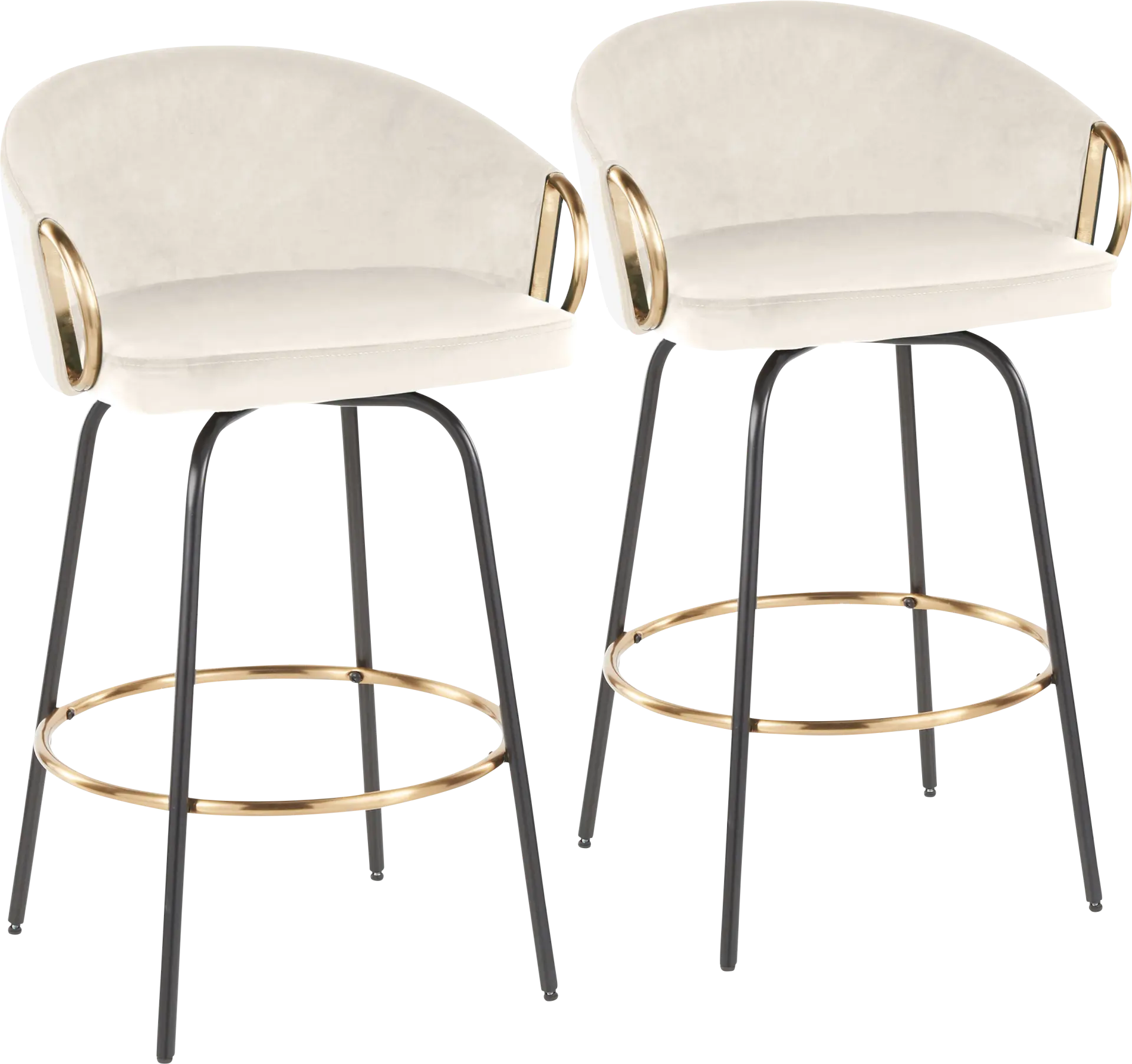 Zaharias Cream Swivel Counter Height Stool, Set of 2
