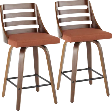 Woolwich Orange Counter Height Stool, Set of 2