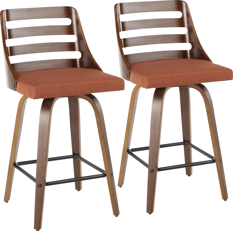 Woolwich Orange Counter Height Stool, Set of 2