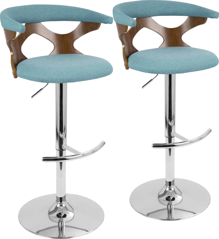 Teurville Teal Adjustable Barstool, Set of 2